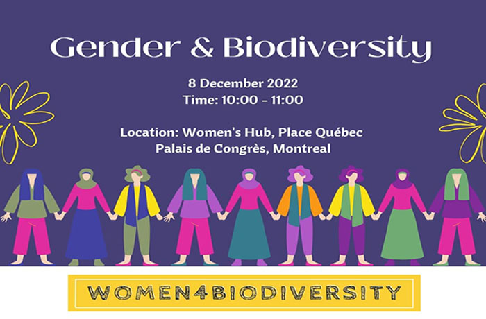 A flyer showing an event on CBD COP15 gender and biodiversity