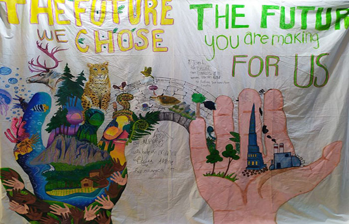 An artwork by the Global Youth Biodiversity Network displayed during COP 15